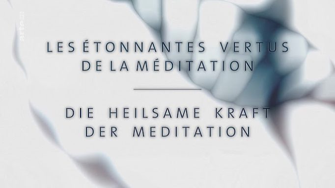 Text über die Vorteile und heilende Kraft der Meditation in zwei Sprachen.